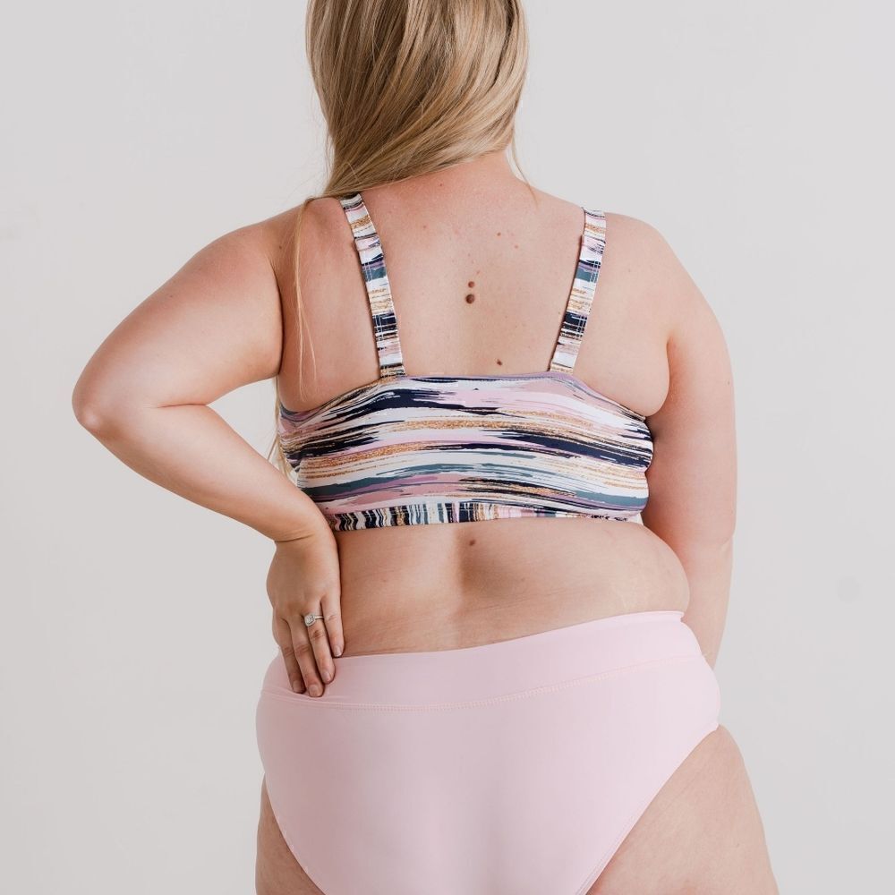 Athletic Bikini Swimsuit Top Small Adjustable Stripes - Picture 12 of 15